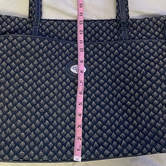 Diane Von Furstenberg Blue Diamond Pattern Travel Bag Tote - Picture 6 of 11